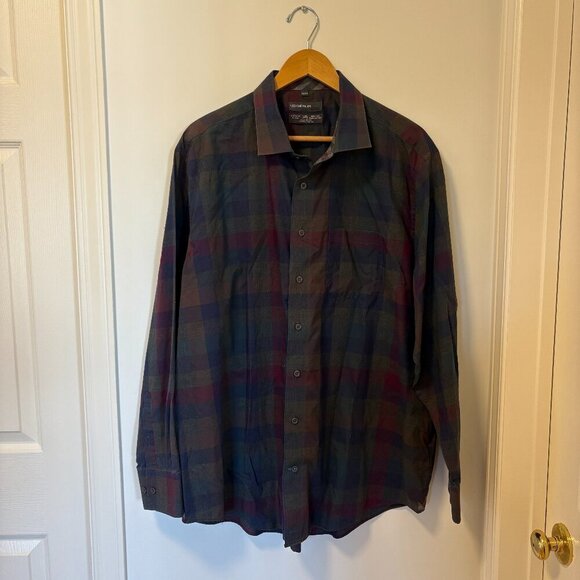 Leo Chevalier Design Men's dress shirt Size XXL 100% cotton, no iron, checkered - Picture 2 of 9